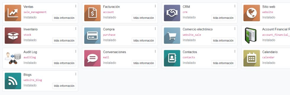 Módulos de Odoo instalados en Home Staging Módulos de Odoo instalados en Home Staging
